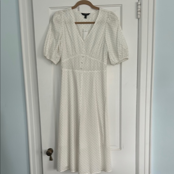 BNWT Banana Republic Factory White Polka Dot Dress - Picture 1 of 8